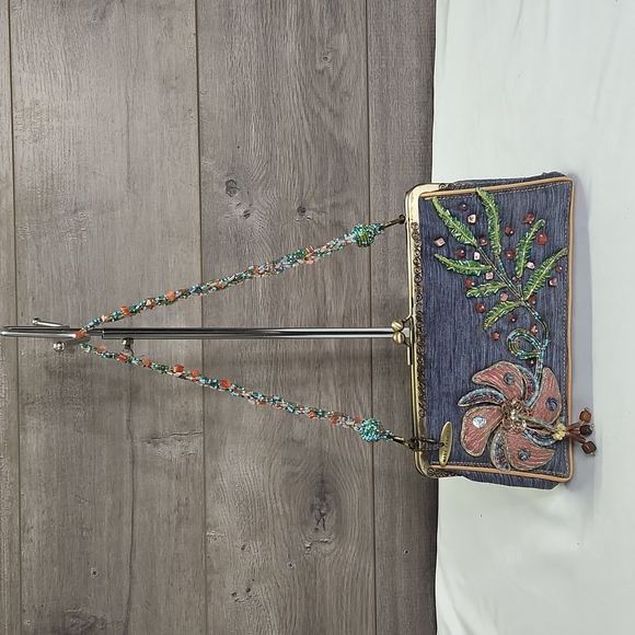 Mary Frances Handbags - Mary Frances Beaded Denim Shoulder Bag